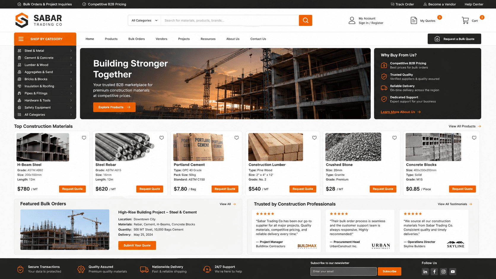 Sabar Trading Co. website screenshot
